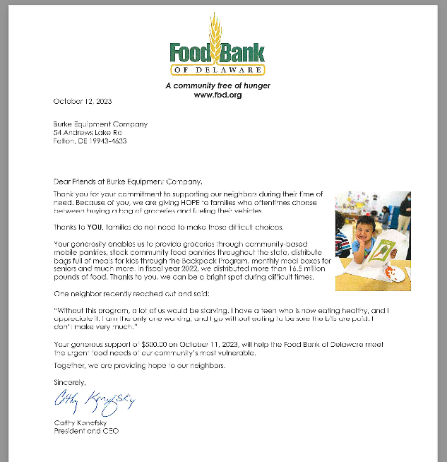 FOOD BANK OF DE - FELTON